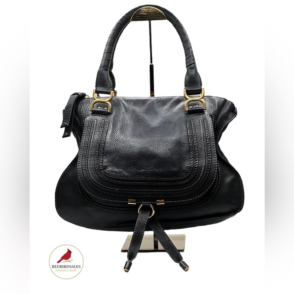 Chloé Marcie Leather SatchelBlack Pebbled LeatherTop Handle Shoulder Bag